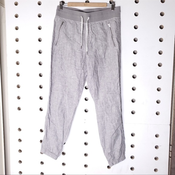 Athleta Cabo Linen Joggers Gray 6 - Picture 2 of 5